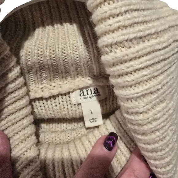 A.N.A. Beige Fringed Western Cowgirl Turtleneck Sweater Sz 1X - Picture 5 of 7